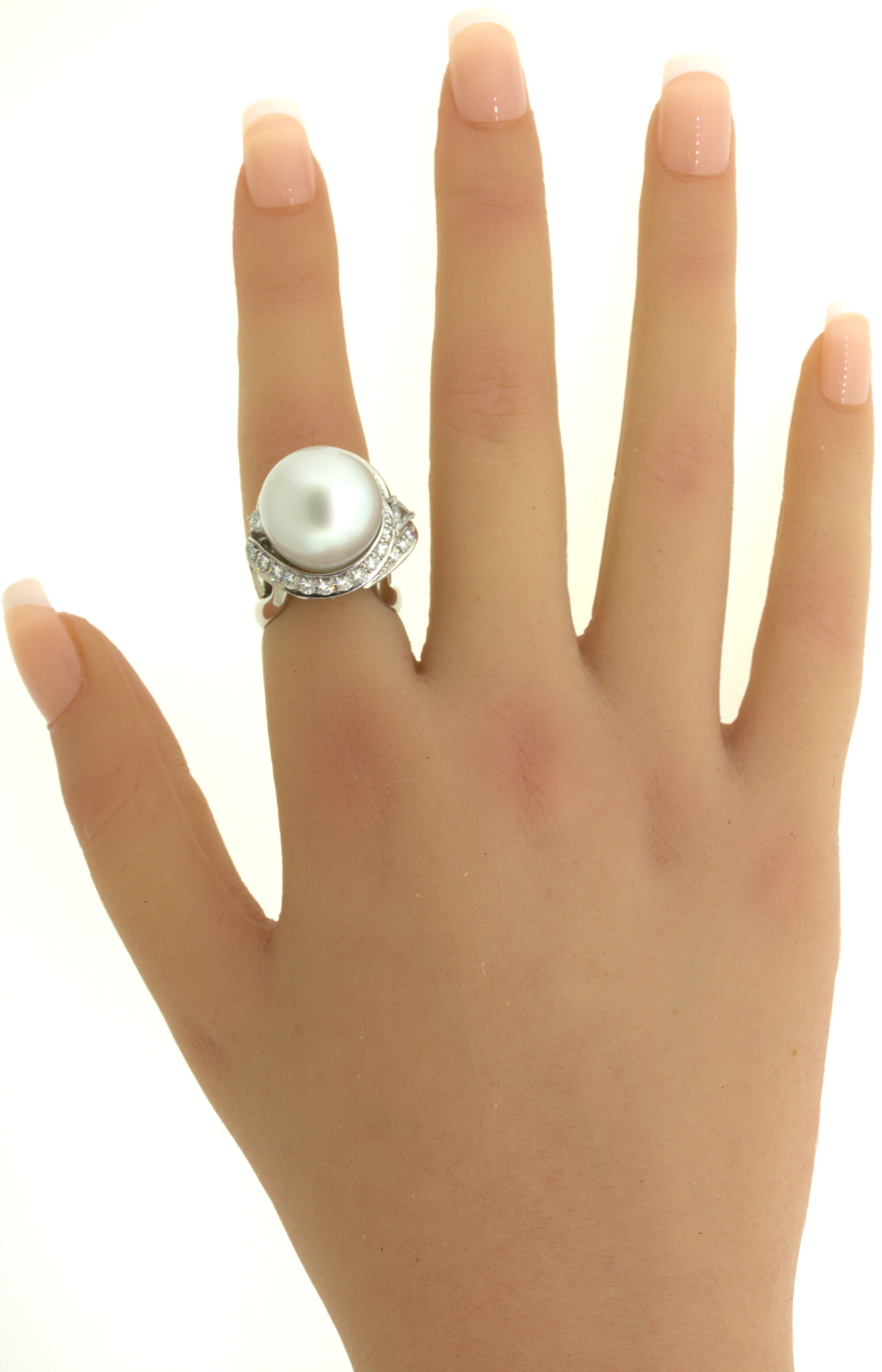 16MM South Sea Pearl Diamond Platinum Cocktail Ring