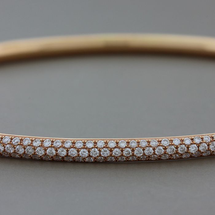 Pave Diamond Gold Eternity Bangle Bracelet