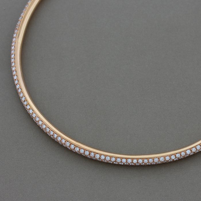 Pave Diamond Gold Eternity Bangle Bracelet