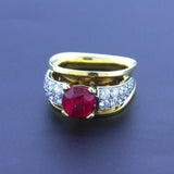 Exceptional 2.28 Carat Burmese Red Spinel Diamond 18K Yellow Gold Ring, GIA Cert