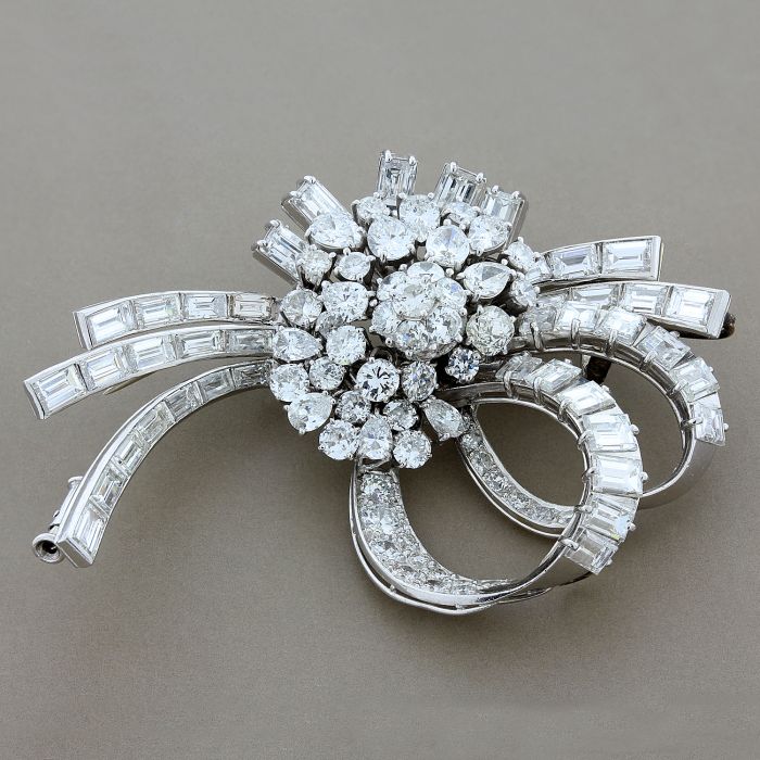 Estate Diamond Platinum Brooch & Pendant