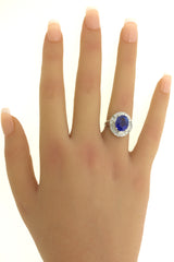 5.07 Carat Blue Sapphire Diamond Platinum Ring