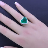 10.40 Carat Colombian Emerald Heart-Shape Diamond Platinum Ring, AGL Certified