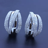 Diamond Multi-Row 18k White Gold Huggie Earrings