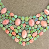 Coral Opal Diamond Sterling Silver Necklace