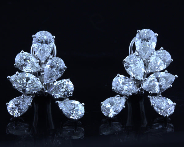 8.86 Carat Pear and Marquise Diamond Cluster 18K White Gold Earrings