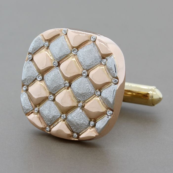 Estate Checkered Tri-Tone Cufflinks