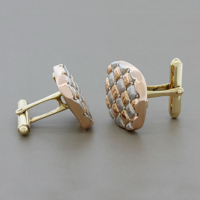 Estate Checkered Tri-Tone Cufflinks