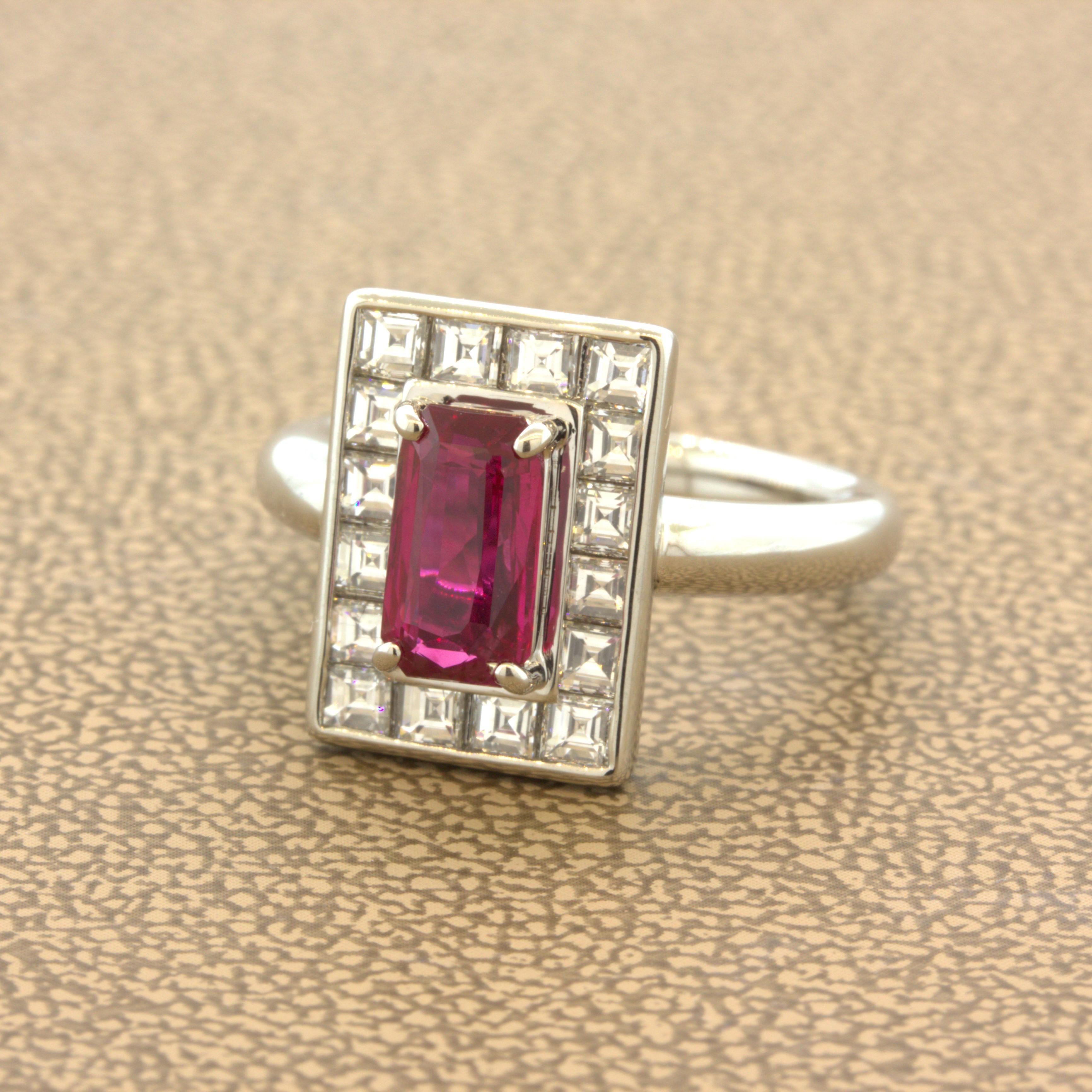 1.50 Carat Burmese Ruby Diamond Platinum Ring, GIA Certified