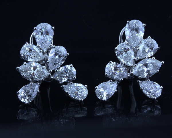 8.86 Carat Pear and Marquise Diamond Cluster 18K White Gold Earrings