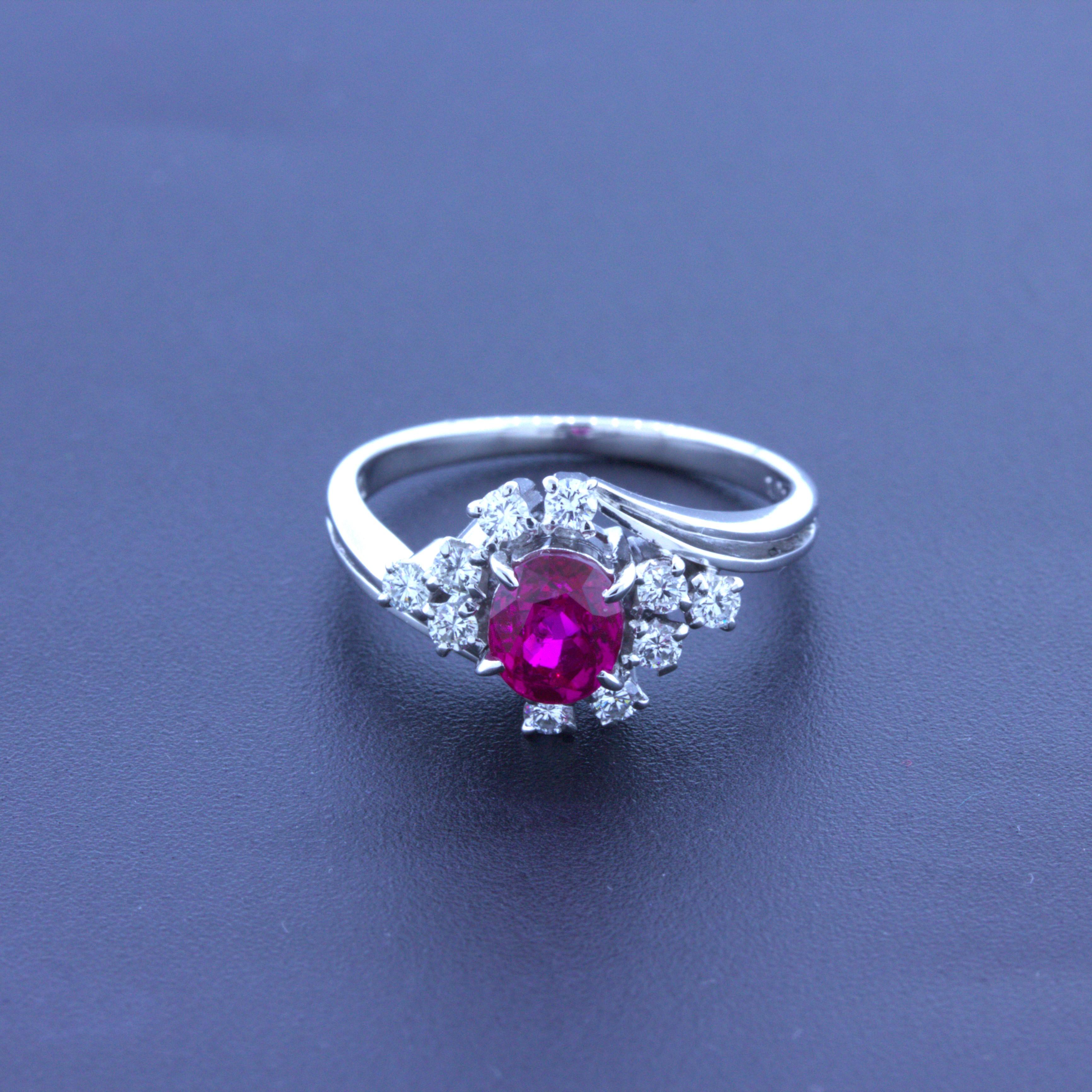 Superb 1.01 Carat Ho-Heat Burmese Ruby Diamond Platinum Ring, GIA Certified