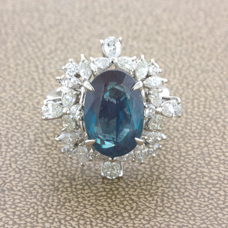 Superb 6.61 Carat Alexandrite Diamond Platinum Ring, GIA Certified