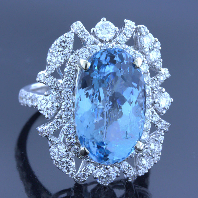 8.04 Carat Aquamarine Diamond 18K White Gold Ring