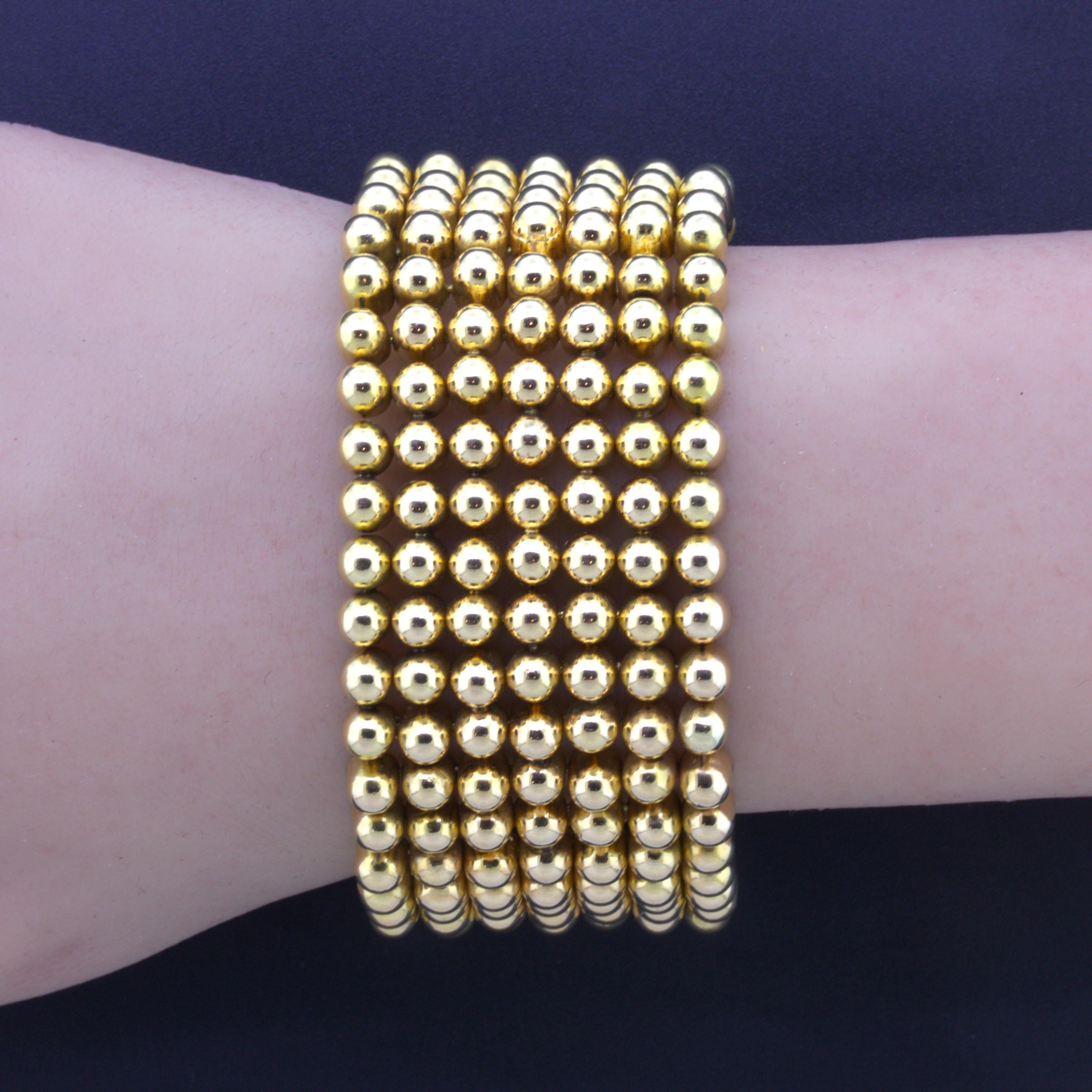 18k Rosey Yellow Gold Wide Dome Bead Bracelet