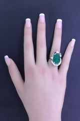 10.23 Carat Fine Carved Emerald Diamond Platinum Ring