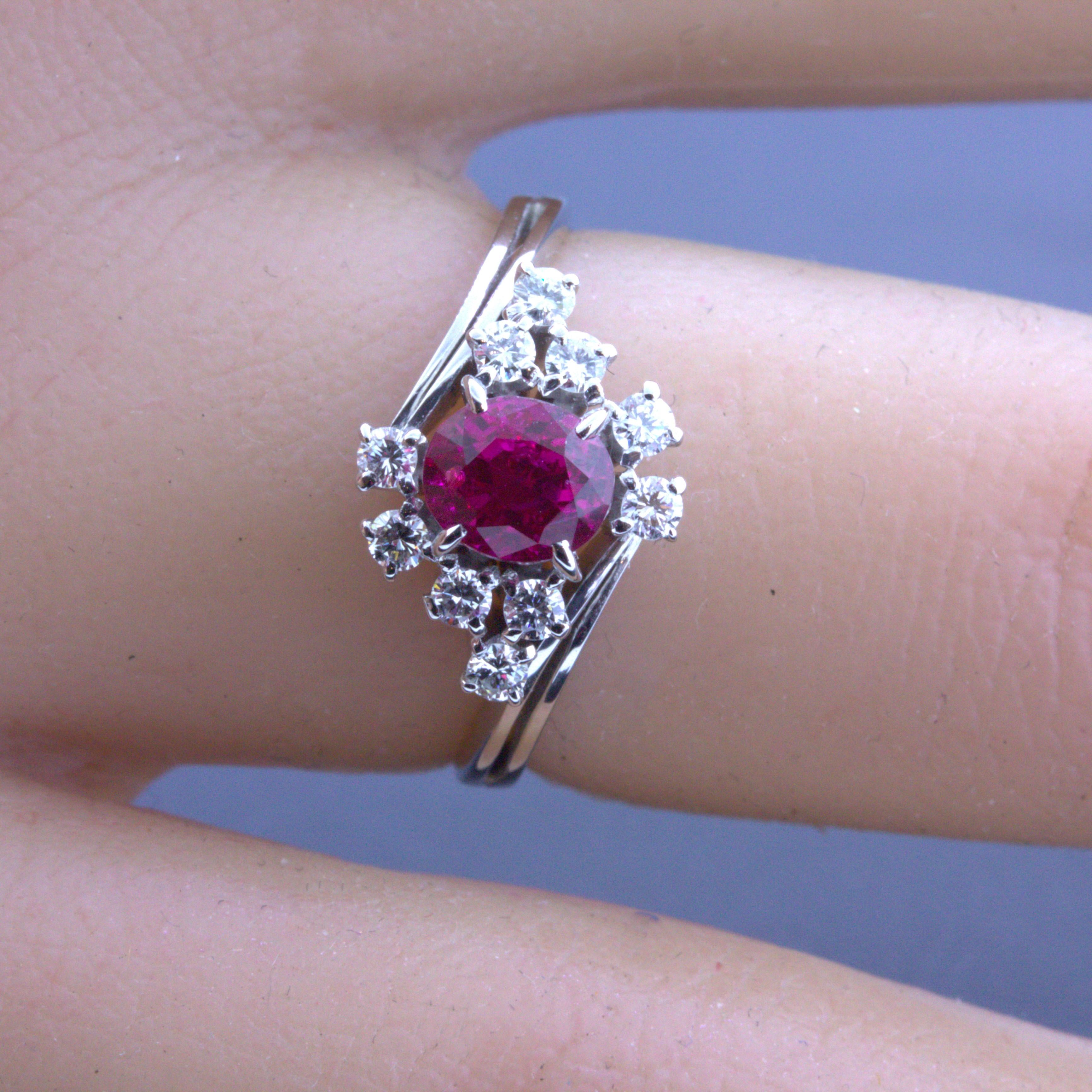 Superb 1.01 Carat Ho-Heat Burmese Ruby Diamond Platinum Ring, GIA Certified