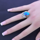 4.60 Carat Australian Black Opal Diamond Platinum Ring