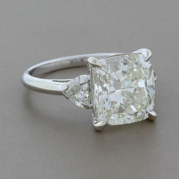 5.05 Carat Cushion Cut Diamond J/K-SI3 Gold Engagement Ring