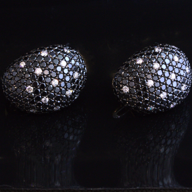 Black & White Diamond 18K Rose Gold Huggie Earrings