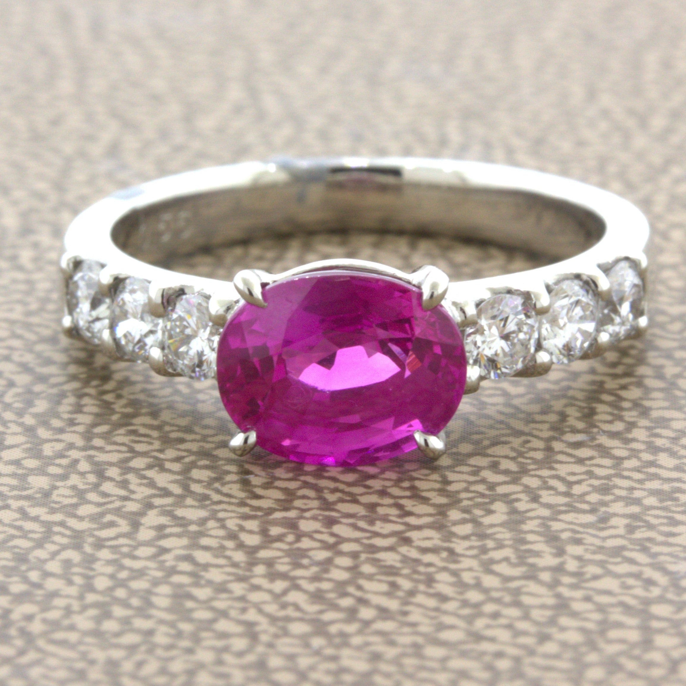 Exceptional 2.36 Carat Hot-Pink Sapphire Diamond Platinum Ring, GIA Certified