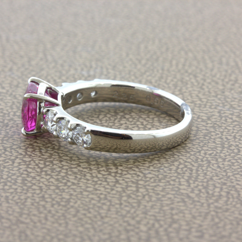 Exceptional 2.36 Carat Hot-Pink Sapphire Diamond Platinum Ring, GIA Certified