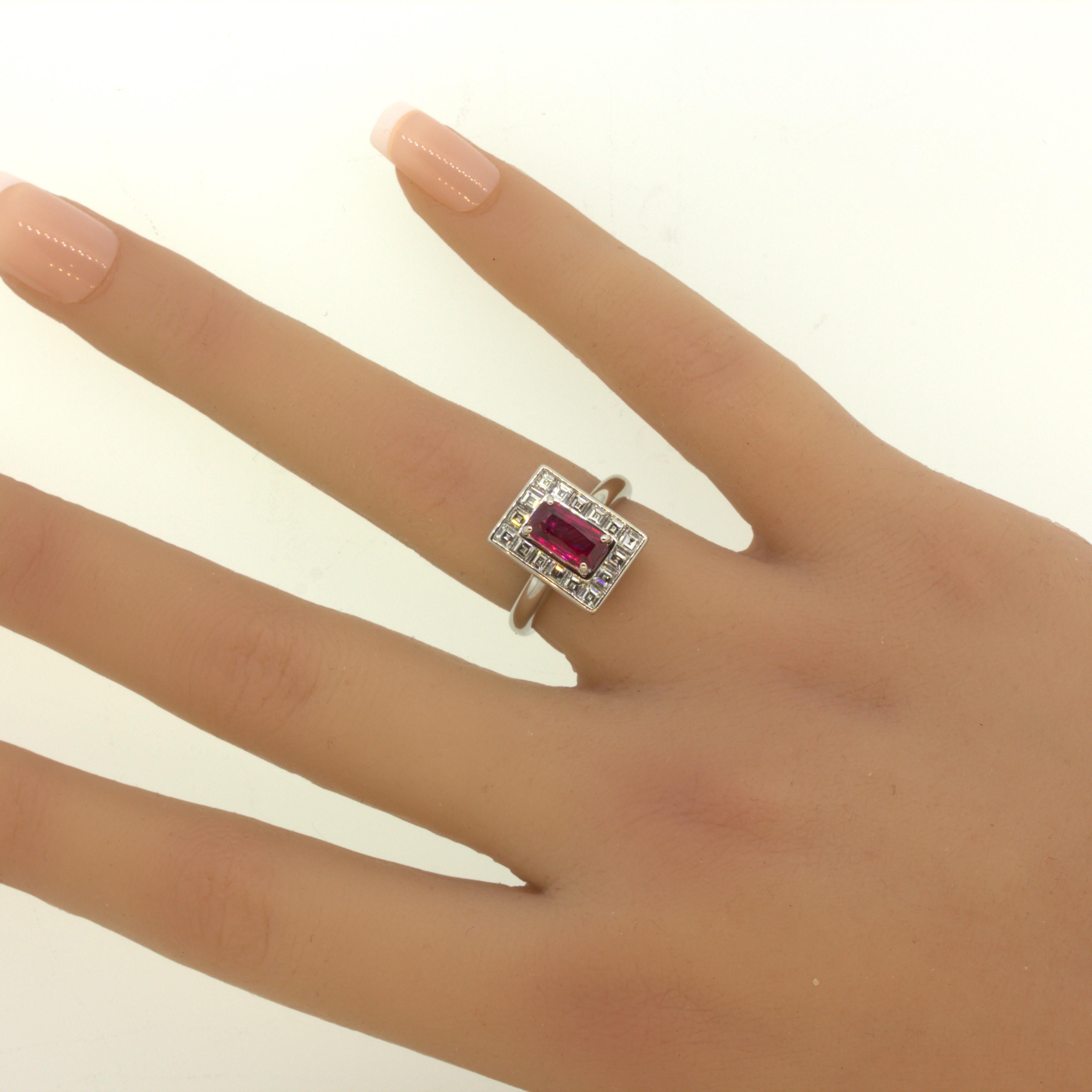 1.50 Carat Burmese Ruby Diamond Platinum Ring, GIA Certified