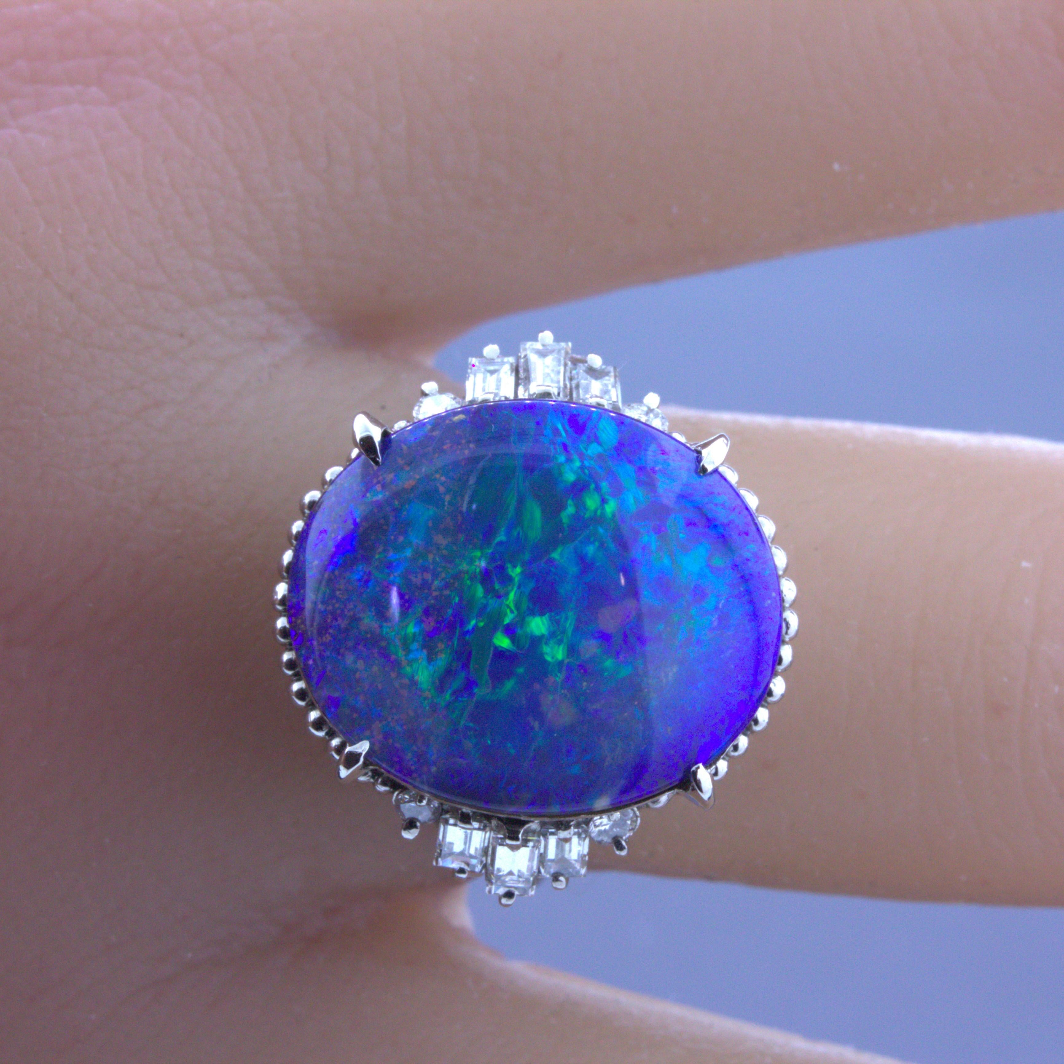 Australian Boulder Opal Diamond Platinum Ring