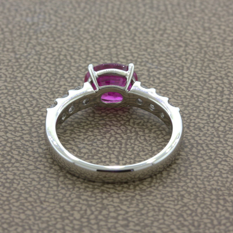 Exceptional 2.36 Carat Hot-Pink Sapphire Diamond Platinum Ring, GIA Certified