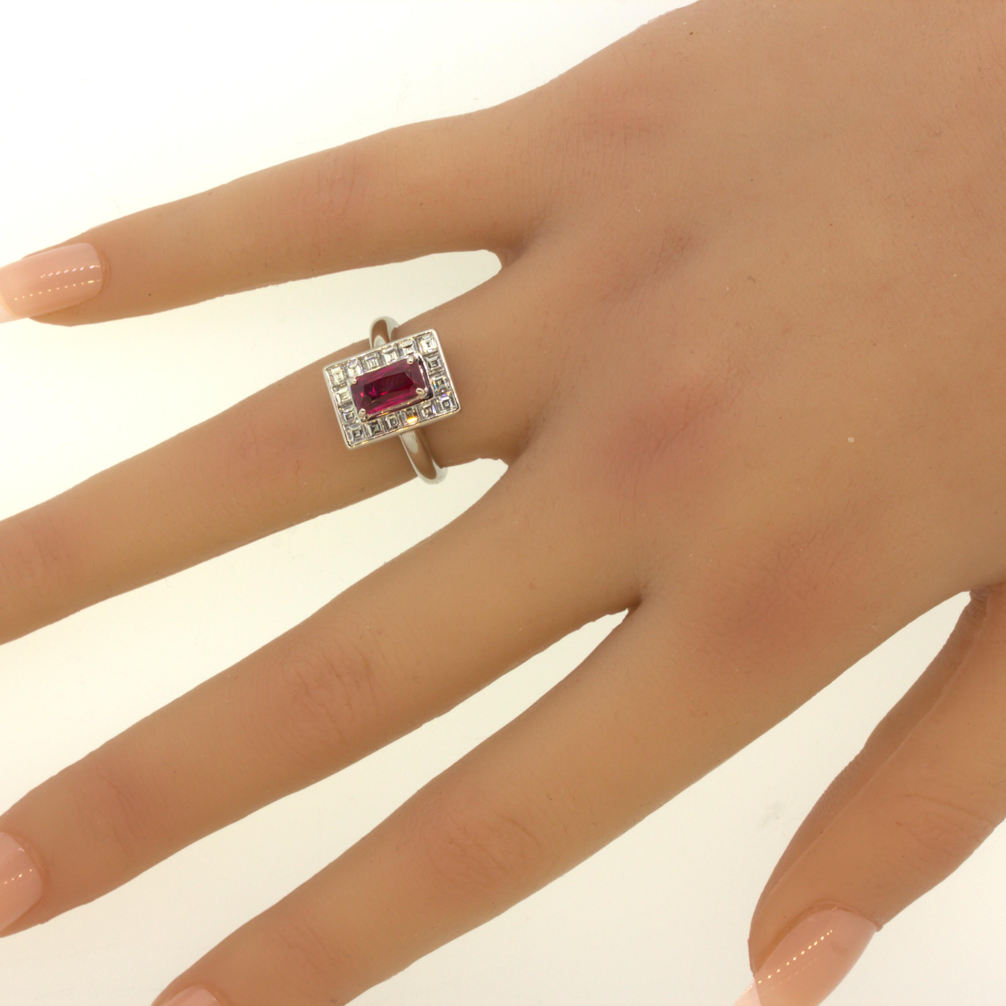 1.50 Carat Burmese Ruby Diamond Platinum Ring, GIA Certified