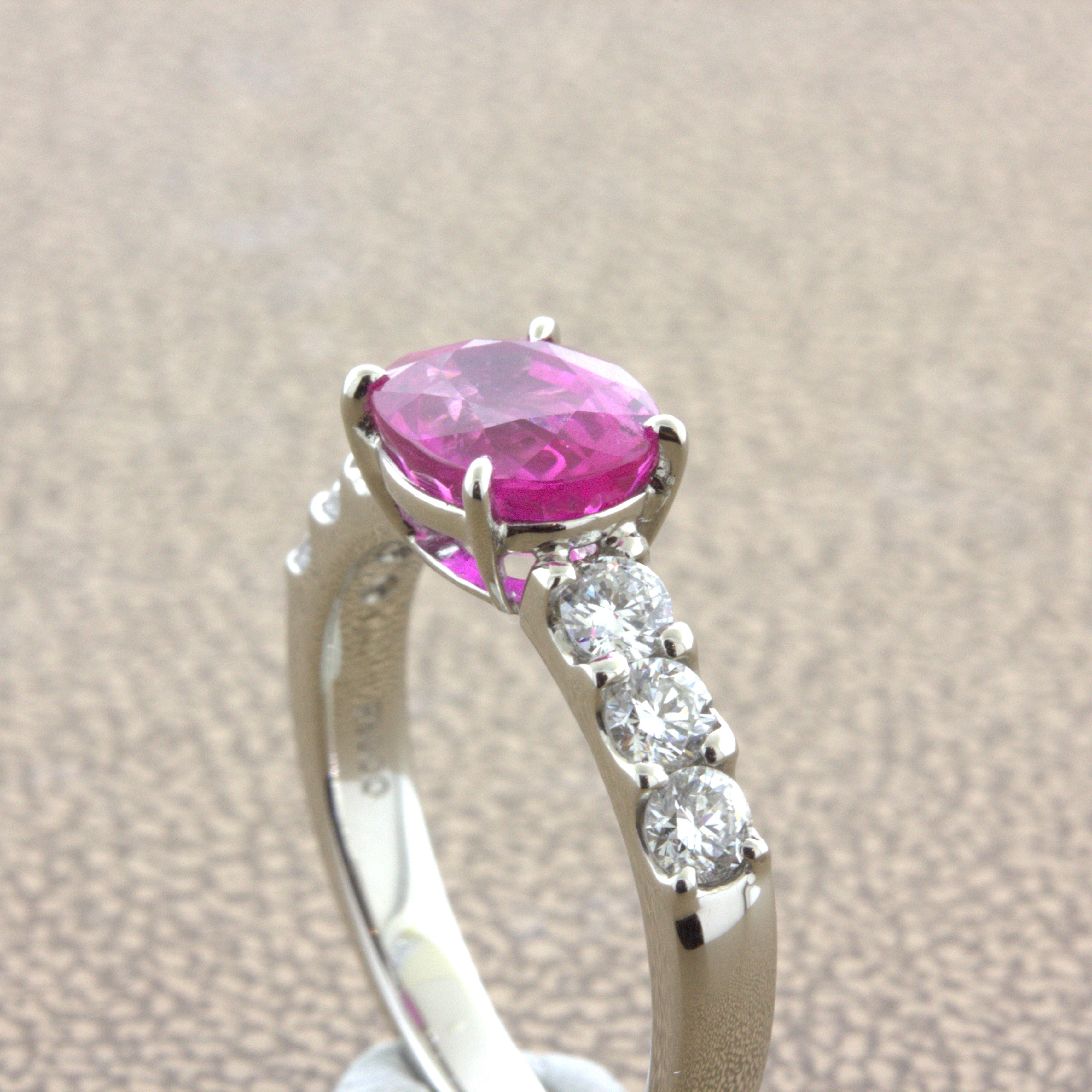 Exceptional 2.36 Carat Hot-Pink Sapphire Diamond Platinum Ring, GIA Certified