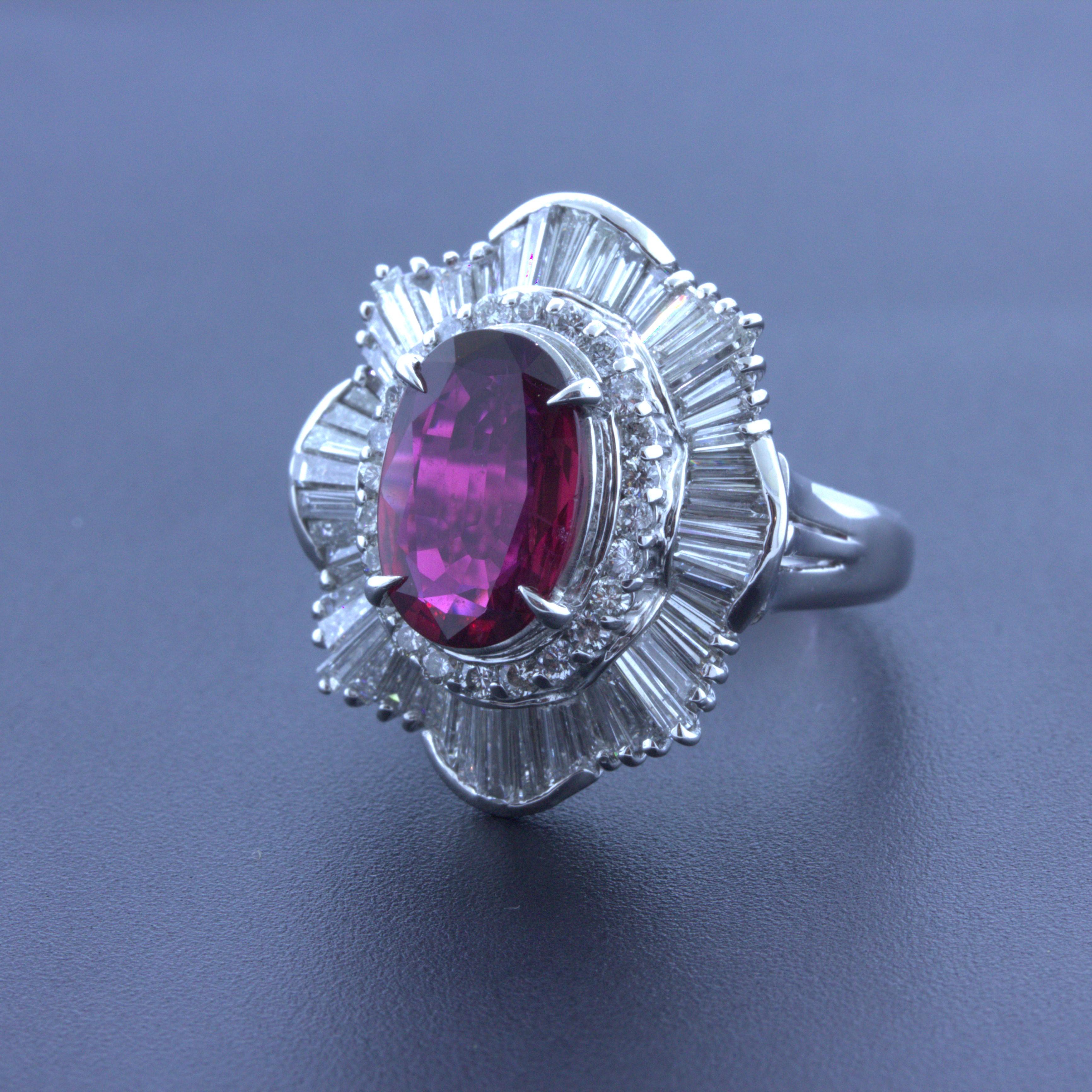 2.51 Carat Ruby Diamond Platinum Ring