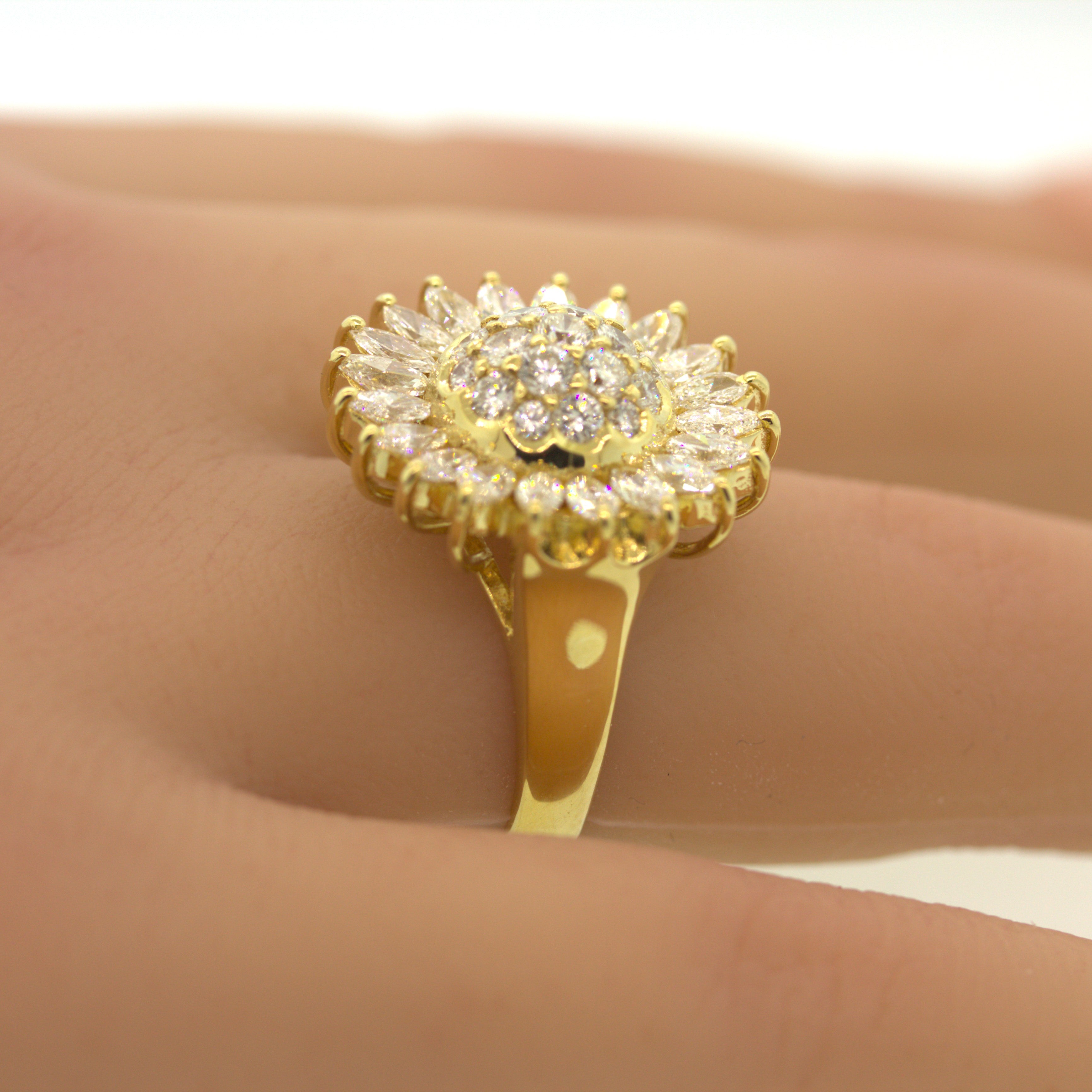 Diamond Sunflower Gold Ring