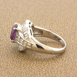 1.83 Carat No-Heat Purple-Sapphire Diamond Platinum Ring, GIA Certified