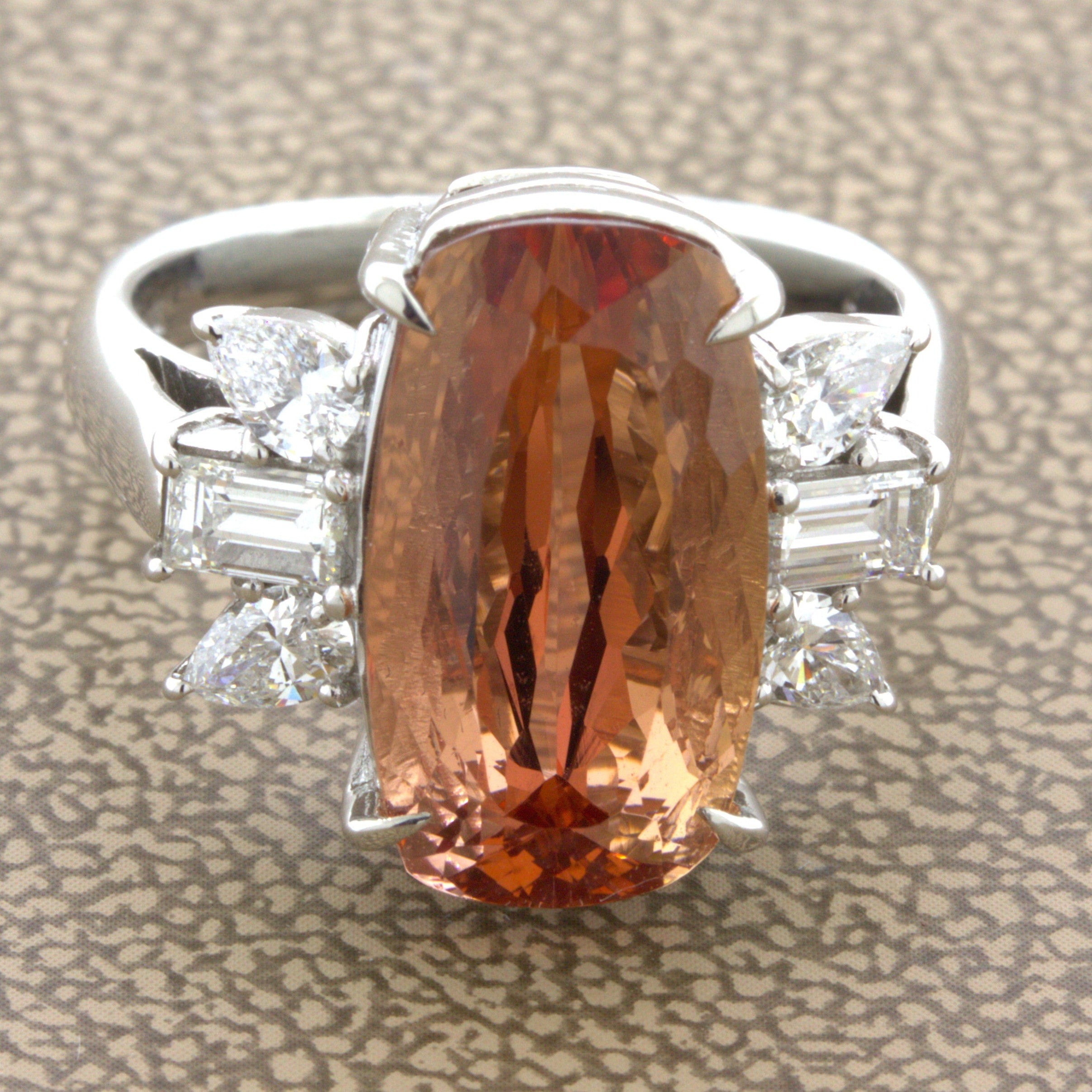 8.05 Carat Imperial Topaz Diamond Platinum Ring