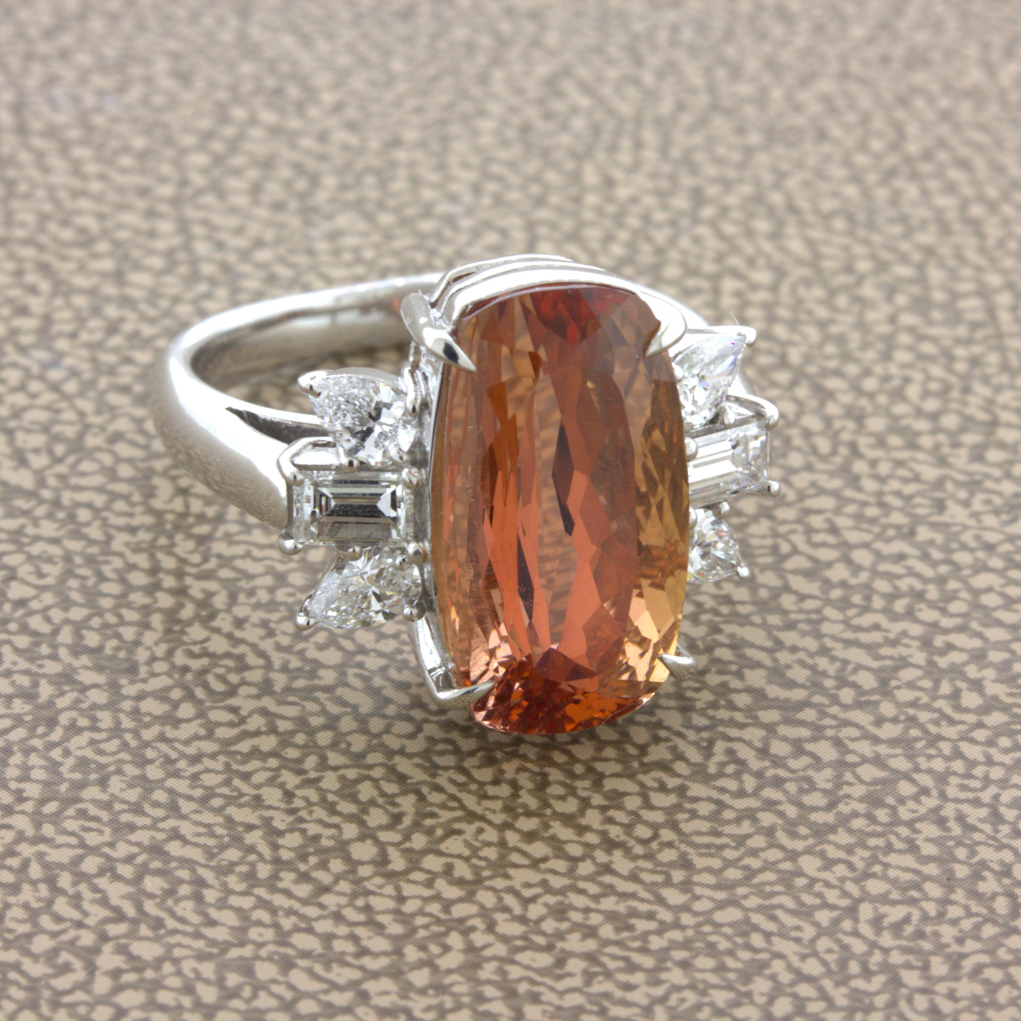 8.05 Carat Imperial Topaz Diamond Platinum Ring