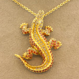Orange Sapphire Diamond 18k Yellow Gold Alligator Pendant