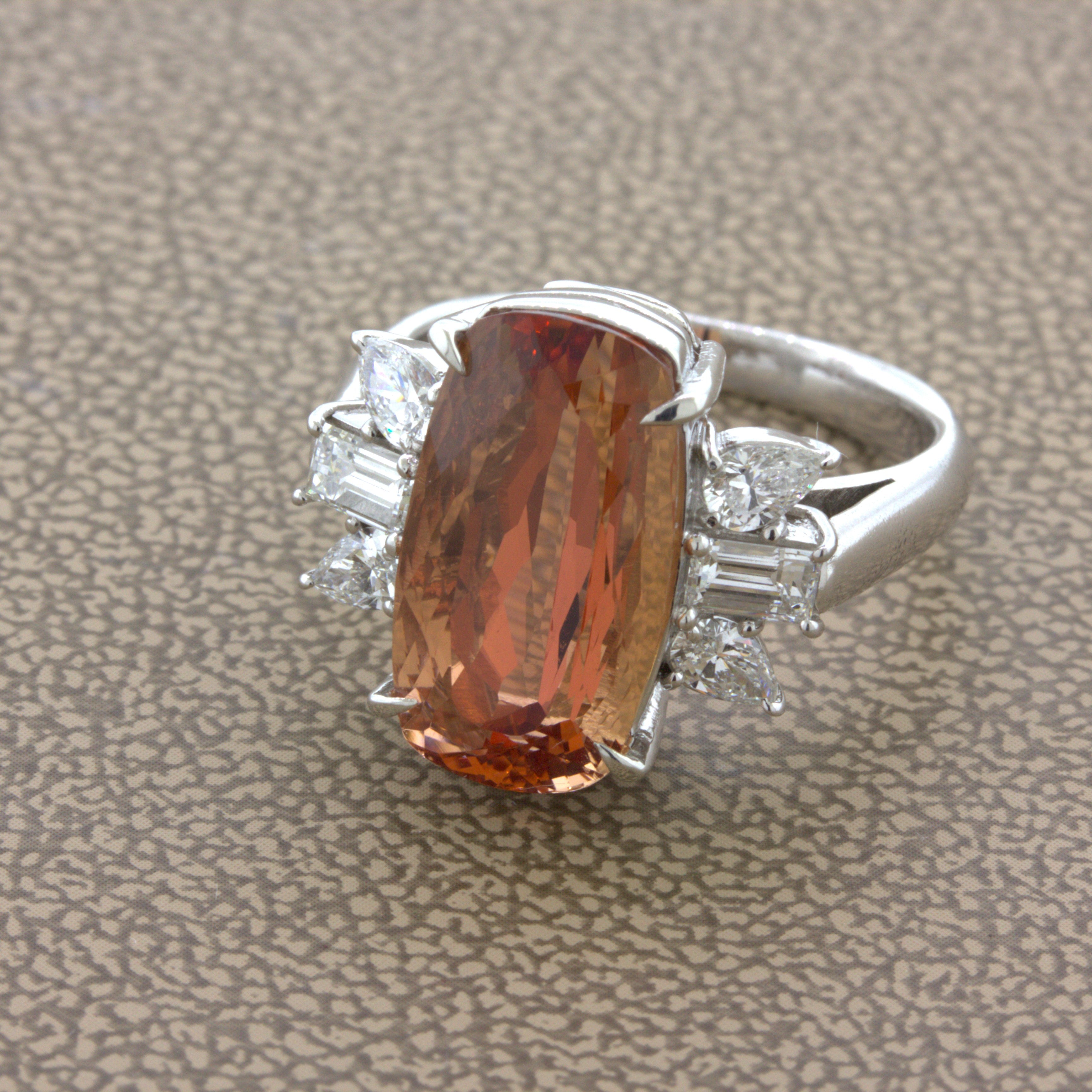 8.05 Carat Imperial Topaz Diamond Platinum Ring