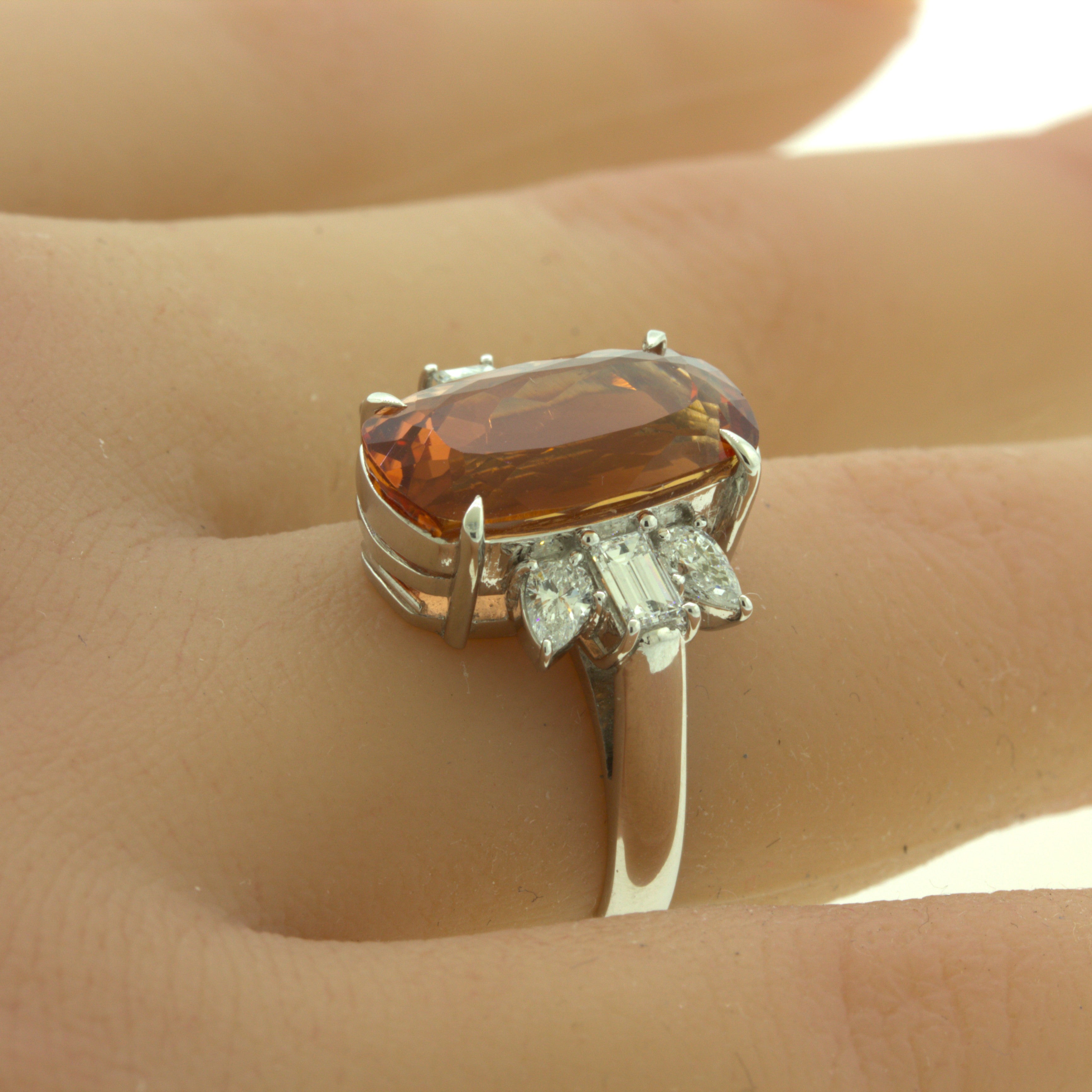 8.05 Carat Imperial Topaz Diamond Platinum Ring