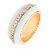White Onyx Diamond Gold Eternity Band Ring