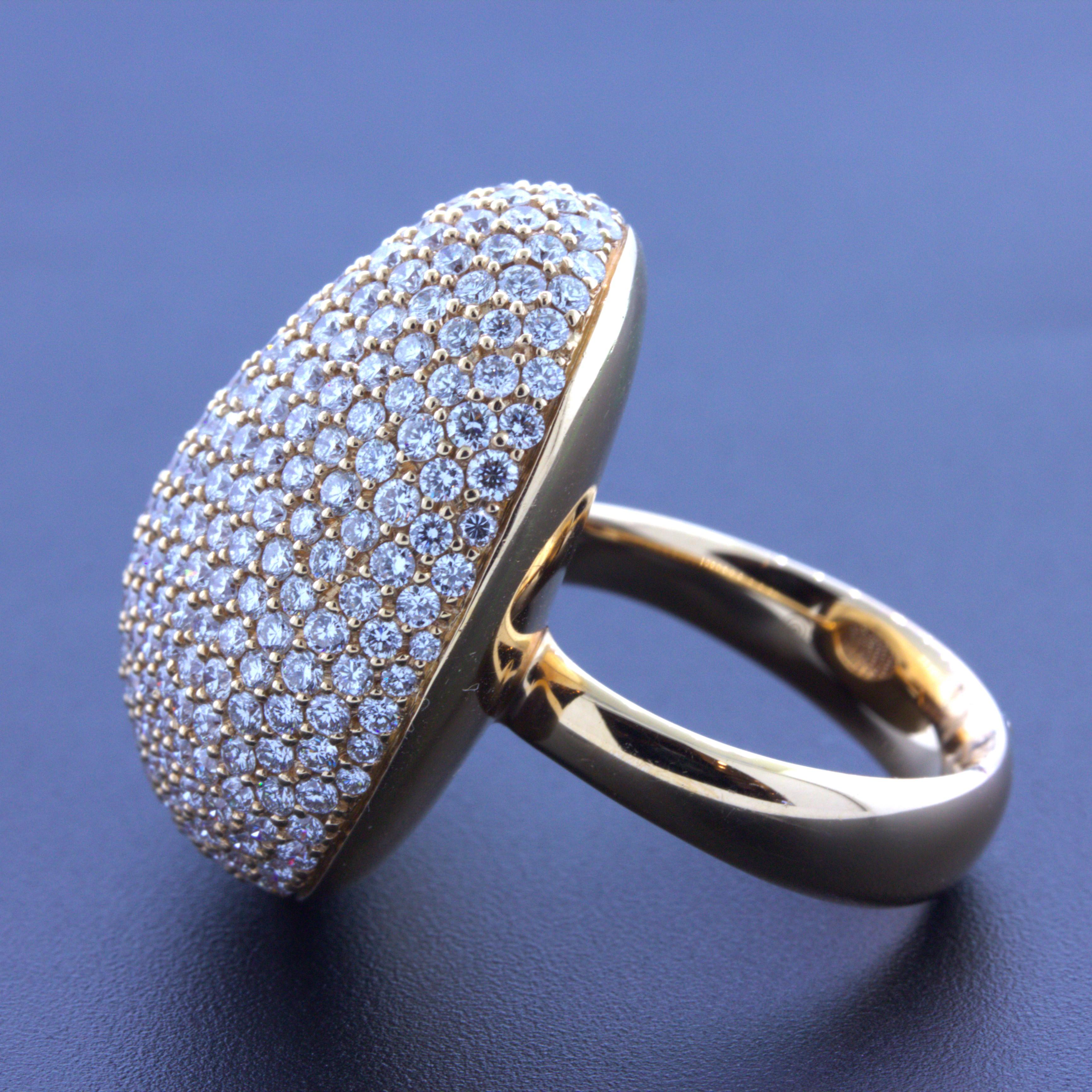 6.42 Carat Diamond Pave 18k Rose Gold Domed Cocktail Ring