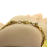 Antique Diamond Gemstone Enamel 14K Gold Charm Bracelet