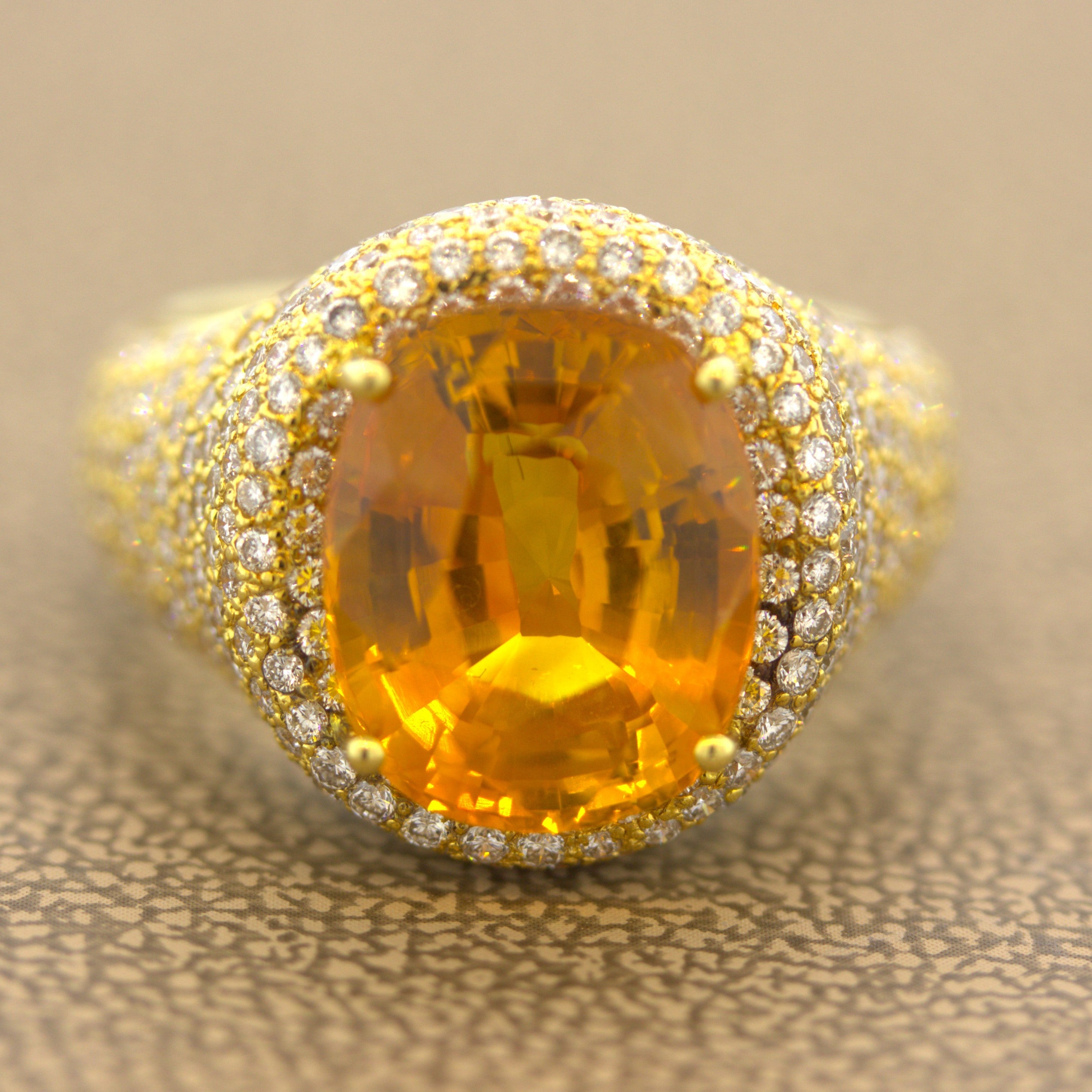 8.40 Carat Orange Sapphire Diamond Gold Ring, GIA Certified