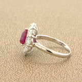 Superb 1.79 Carat Burmese Ruby Diamond Platinum Ring, GIA Certified