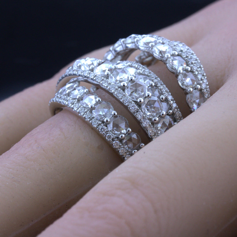 Rose-cut Diamond Multi-Layer 18K White Gold Wrap Ring