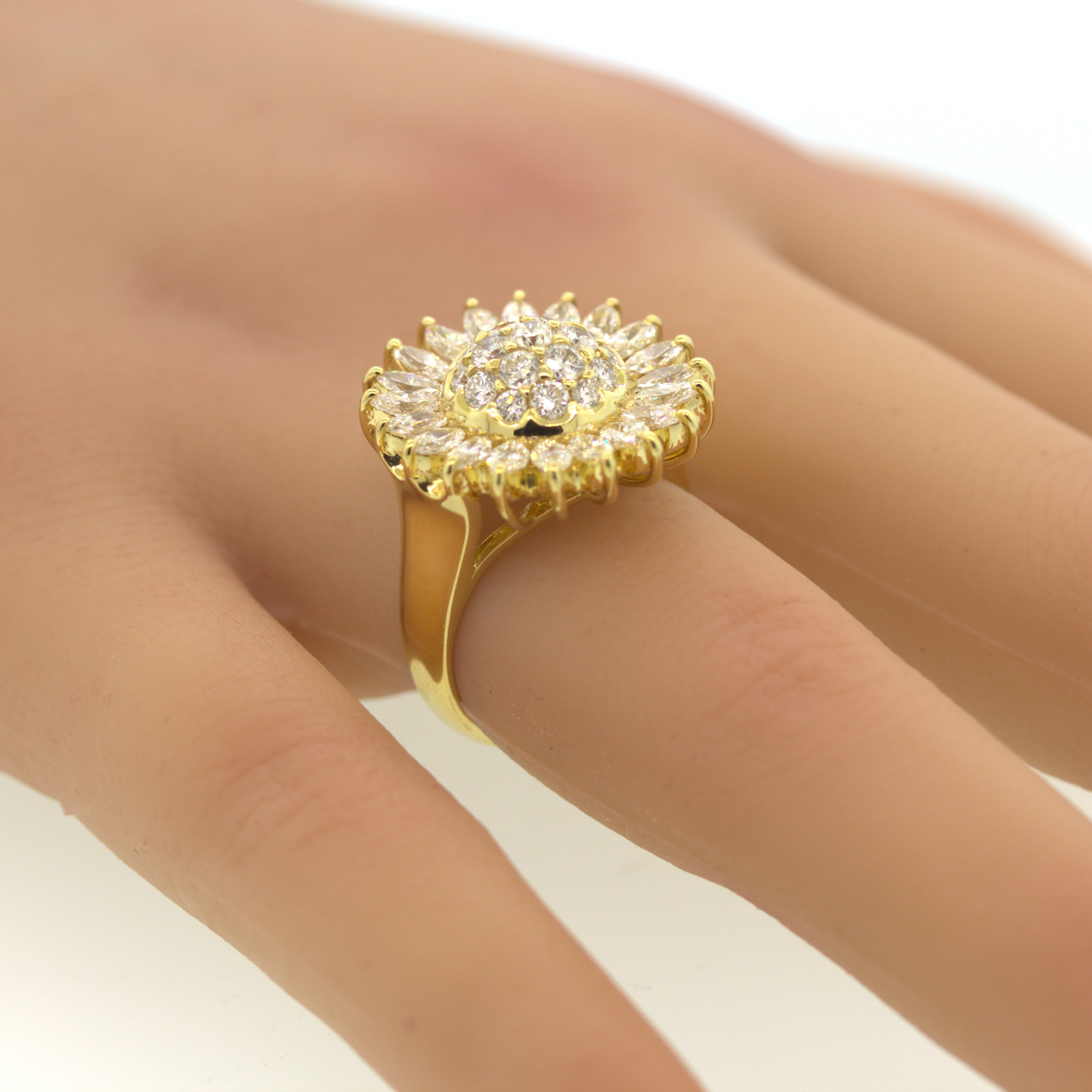 Diamond Sunflower Gold Ring