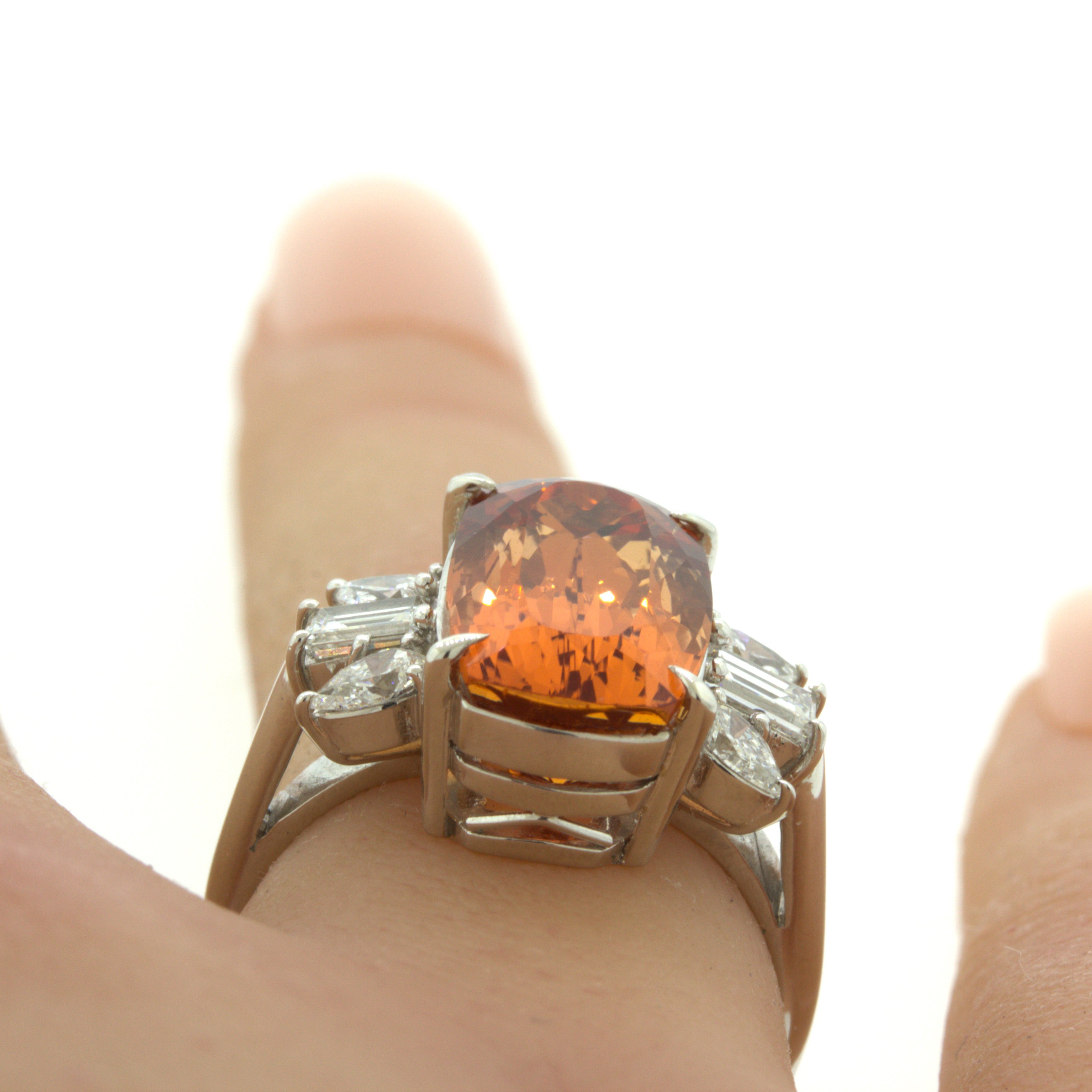 8.05 Carat Imperial Topaz Diamond Platinum Ring