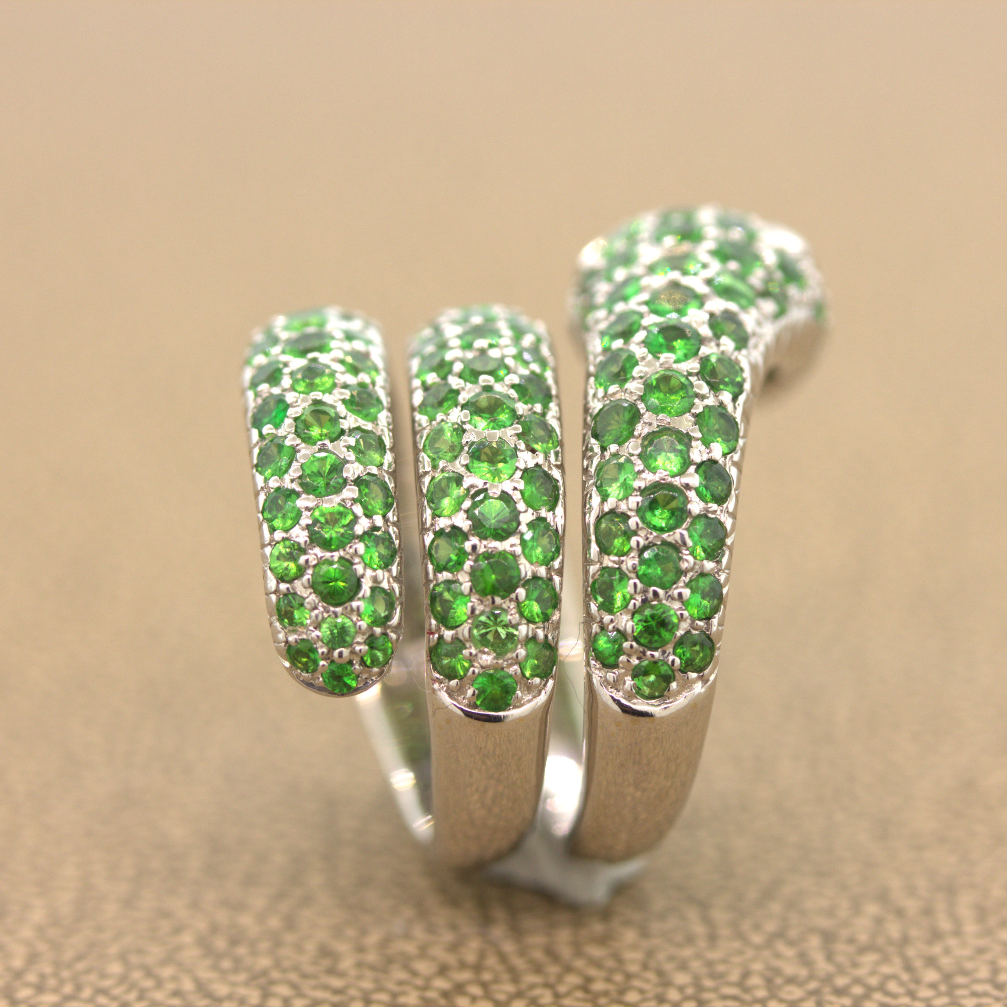 Tsavorite Ruby Snake Gold Wrap Ring