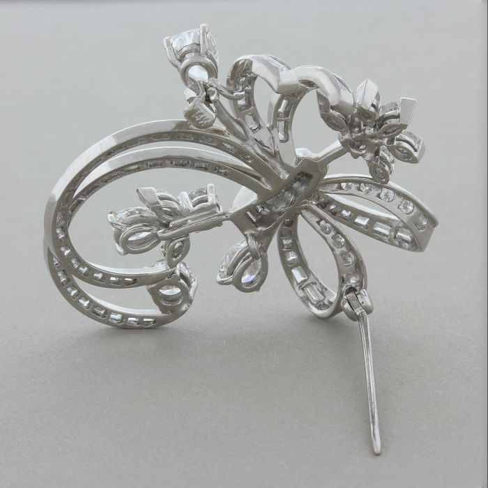 Mid-Century Diamond Platinum Pin Brooch