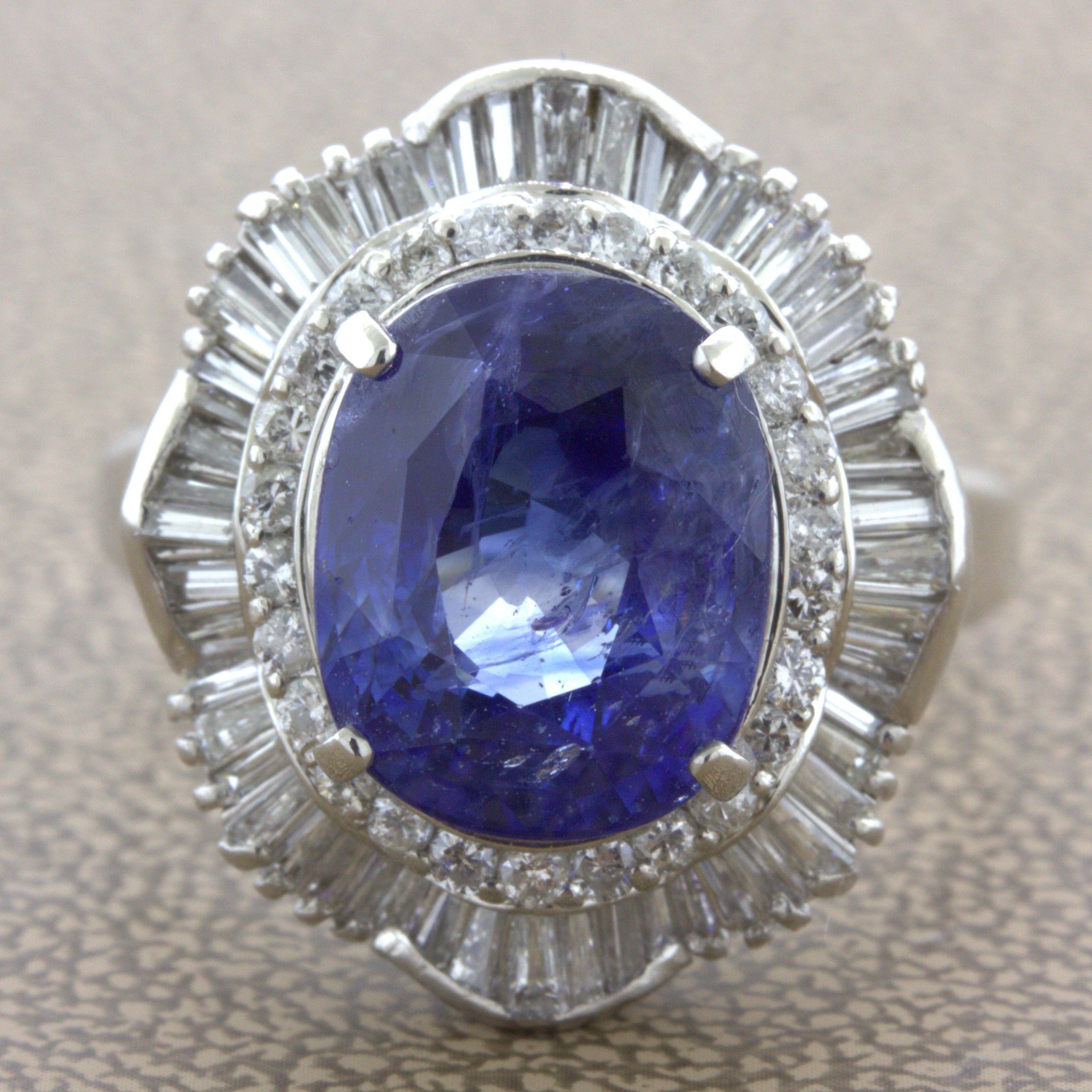 7.94 Carat Sapphire Diamond Platinum Ring