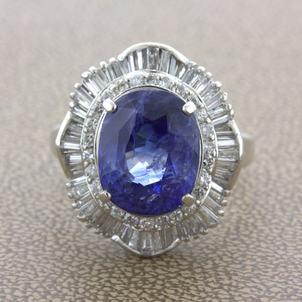 7.94 Carat Sapphire Diamond Platinum Ring